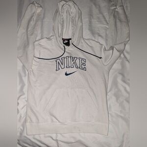 Nike Juniors Medium Center Swoosh White Long Sleeve Hoodie Sweatshirt‎